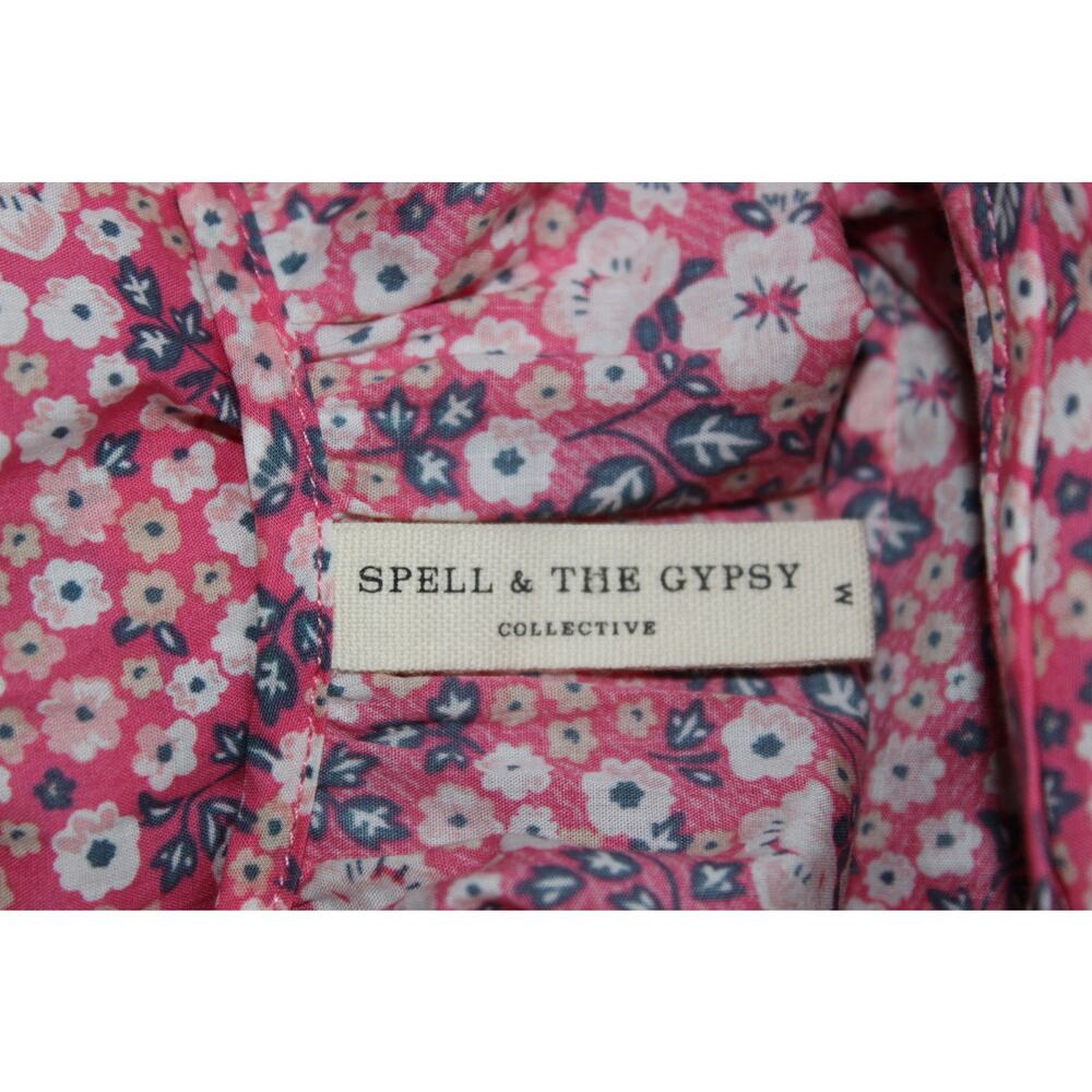 Spell and the Gypsy Poppy Smock floral all over print mini dress M puff sleeve - Picture 4 of 7